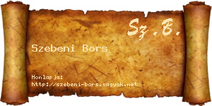 Szebeni Bors névjegykártya